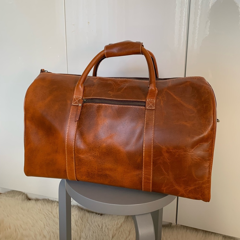 Men’s Large Leather Duffel Weekender Bag